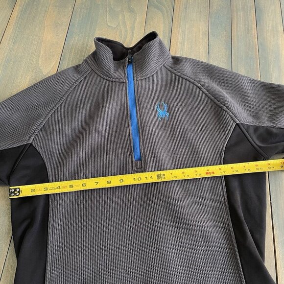 Spyder Dark Gray Blue Black Waffle Grid Fleece 1/4 Zip Up Jacket - Men's M (S8) - Picture 6 of 10